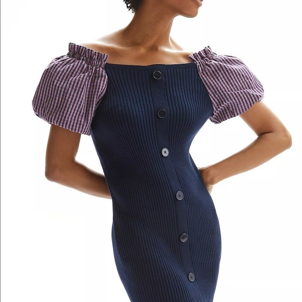 Anthropologie Maeve Puff-Sleeved Mini Dress